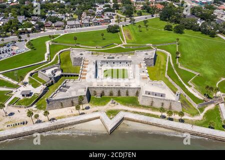 Aerial view of the Castillo de San Marcos, the oldest masonry fort in the continental United States in St. Augustine, Florida. Stock Photo