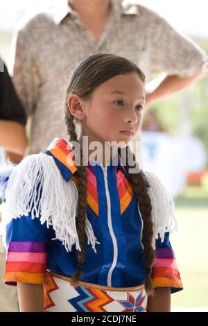 Austin, TX September 16, 2007: Calvin 'Little Eagle' Baze, a young Navajo Indian from Arizona, waits to perform at the grand opening celebration of the Mexican American Cultural Center in downtown Austin.       ©Bob Daemmrich Stock Photo