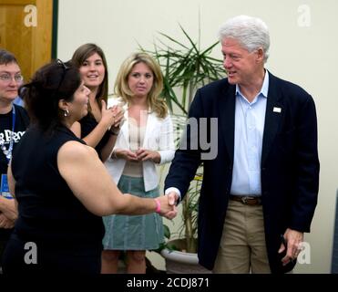 Austin, TX September 14, 2007: Former U.S. President Bill Clinton greets fans after signing copies of his new book, 'Giving,' at a local bookstore during a fundraising swing for wife Hillary Clinton's presidential bid. ©Bob Daemmrich/ Stock Photo