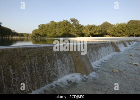 Concan, TX USA, October 6, 2006:  The three-foot high low water dam at Garner State Park impounds a quarter-mile section of the Frio River in Uvalde County.  ©Bob Daemmrich Stock Photo