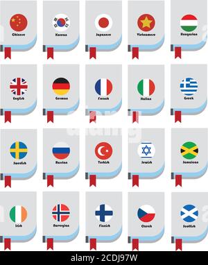 Flag symbols, vector illustrations, 20 different country's flag Stock Vector