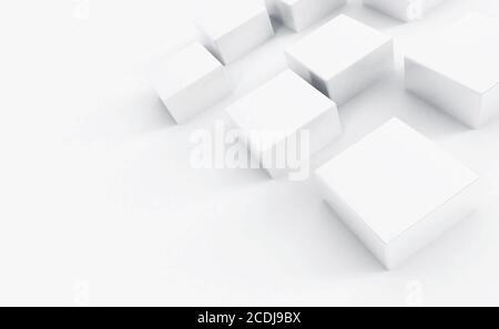 Abstract white plastic cubes on a light background Stock Photo