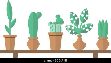 Plants collection set vector illustration, flat style Stock Vector