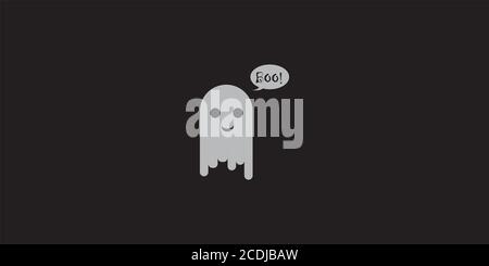cute little ghost background wallpaper, vector illustration, flat style, Halloween themed Stock Vector