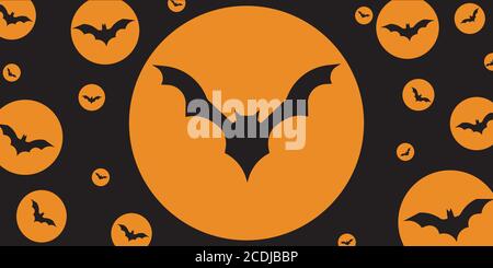 Bat Halloween background, flat style, vector illustration Stock Vector