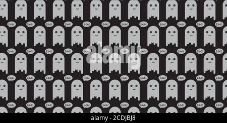 cute little ghost background wallpaper, vector illustration, flat style, Halloween themed Stock Vector