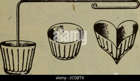 . American cookery . This shows the jelly turned from the mould This shows mould(upside down) Set of six (6), any initial, sent postpaid for (1) new subscription. Cash Price 75 cents. PATTY IRONS »9. As illustrated, are used to make dainty, flaky f>ates or timbales; delicate pastry cups for serv-ng hot or frozen dainties, creamed vegetables,salads, shell fish, ices, etc. Each set comessecurely packed in an attractive box with recipesand full directions for use. Sent, postpaid, forone (1) new subscription. Cash price, 75 cents. AN EGG SLICER SAVES TIMEAND EGGS Does the workquicker and bet-te Stock Photo