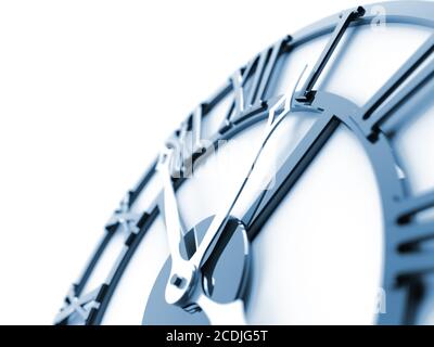 old dark blue metallic clock on a white background Stock Photo