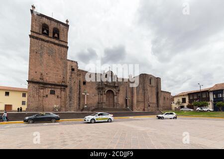 Cusco, Peru - october 08, 2018: Facade view of San Francisco Church in San Francisco Square. Temple was built by franciscan friars. Cusco, Peru. Stock Photo