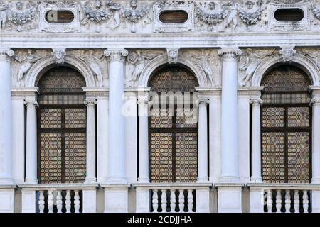 Windows of National Library of St Mark's Stock Photo