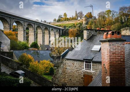 The Port de Dinan Lanvallay Viaduct, Dinan, Brittany, France. Stock Photo