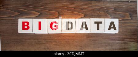 Wooden cubes spelling Big Data. Tech concept Stock Photo