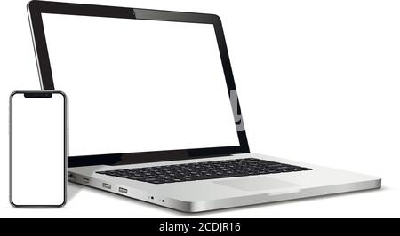 Modern smartphone and laptop blank screen Stock Vector