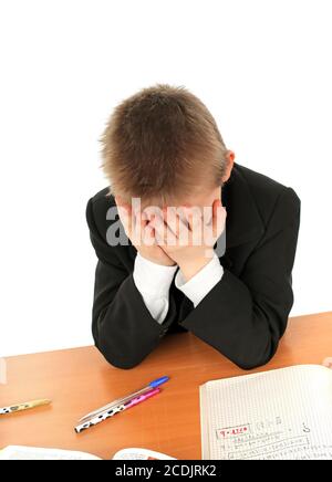 sad schoolboy Stock Photo