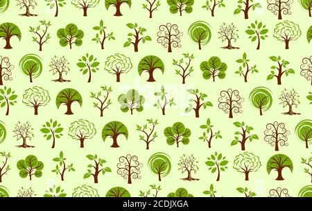 Seamless background with green forest. Stock Vector