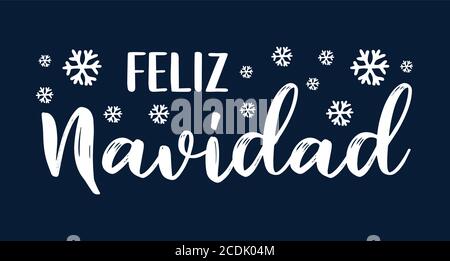 Feliz Navidad quote in Spanish as logo or header. Translated Merry Christmas. Celebration Lettering for poster, card, invitation. Stock Vector