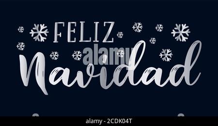 Feliz Navidad quote in Spanish as logo or header. Translated Merry Christmas. Celebration Lettering for poster, card, invitation. Stock Vector