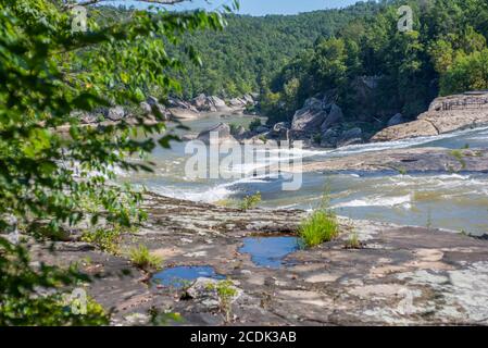 River rapids just above Cumberland Falls in Kentucky Stock Photo