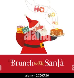 Brunch with Santa Fancy Holiday vector flat icon Stock Vector