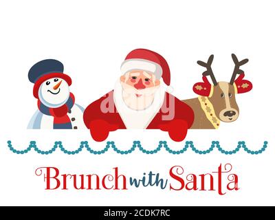 Brunch with Santa Fancy Holiday vector flat icon Stock Vector