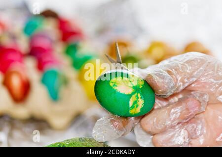 Easter eggs in various colors Stock Photo
