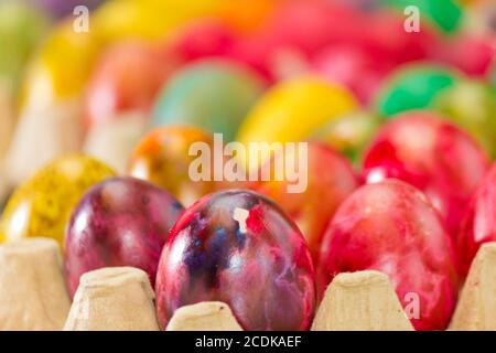 Easter eggs in various colors Stock Photo