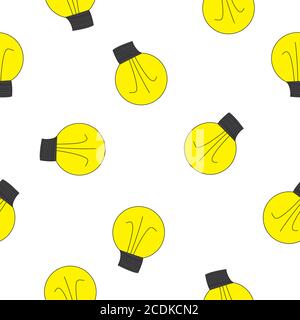 Light Bulb Seamless Pattern Background Vector Illustration Stock Vector