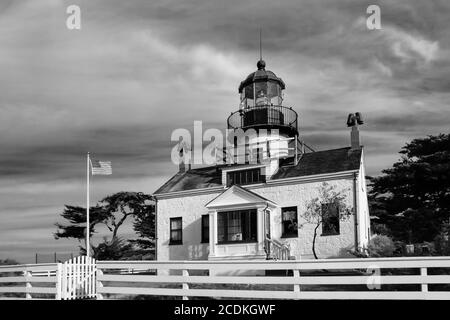 Point Pinos Lighthouse of Monterey Bay Stock Photo