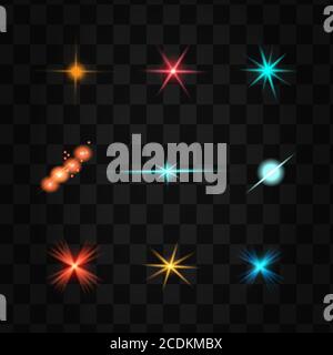 Colorful realistic special effects. The explosions and glowing particles Stock Vector