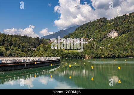 PIEVE DI CADORE, VENETO/ITALY - AUGUST 10 : View of the reservoir at Pieve di Cadore, Veneto, Italy on August 10, 2020 Stock Photo