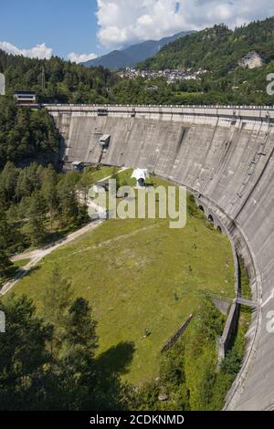 PIEVE DI CADORE, VENETO/ITALY - AUGUST 10 : View of the dam at Pieve di Cadore, Veneto, Italy on August 10, 2020 Stock Photo