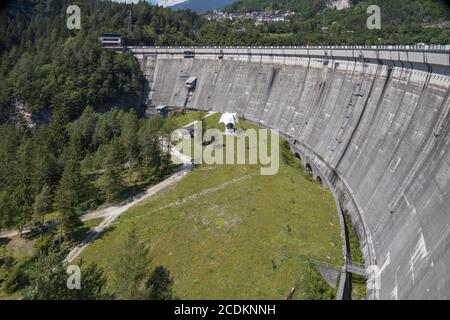 PIEVE DI CADORE, VENETO/ITALY - AUGUST 10 : View of the dam at Pieve di Cadore, Veneto, Italy on August 10, 2020 Stock Photo