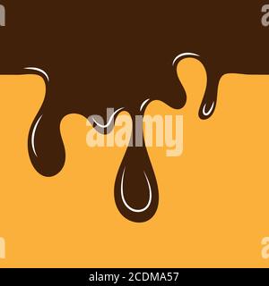 Melted chocolate drips - seamless horizontal border. Seamless pattern for your design Stock Vector