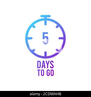 Count timer icon. Vector emblem of 5 days left in flat style. Hour down icon with ribbon. Countdown left days banner. vector illustration eps10. Stock Vector