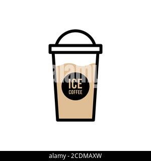 Iced latte or iced coffee in takeaway cup with straw Stock Vector by  ©mimino 127035216