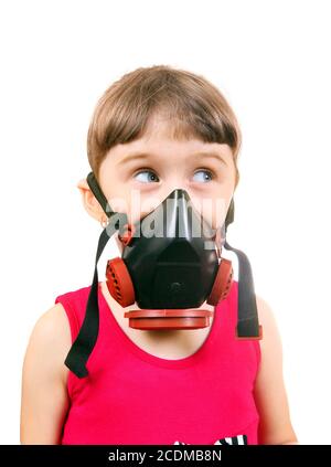 Little Girl in Gas Mask Stock Photo