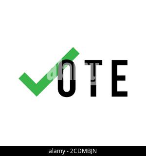 Vote Check Mark Ballot Vector Text Typography Message Background Banner. Stock Vector