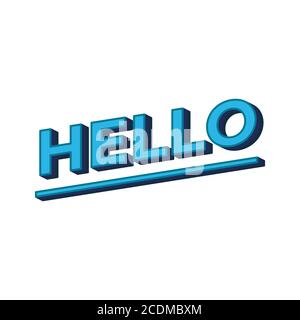 Hello. Lettering. Calligraphy . Hello word in blue colors isolated on white background. Stock Vector