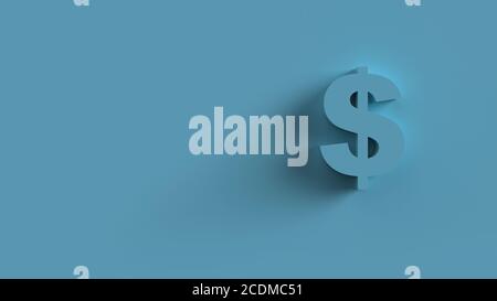 Dollar Sign blue Isolated with cyan background. 3d render isolated illustration, business, managment, risk, money, cash, growth, banking, bank, financ Stock Photo