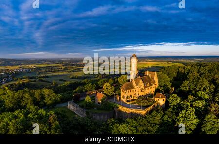 Drone photo, Altenburg, medieval hilltop castle, Bamberg, Steigerwaldhoehe, Upper Franconia, Franconia, Germany Stock Photo