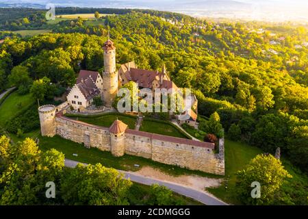 Drone photo, Altenburg, medieval hilltop castle, Bamberg, Steigerwaldhoehe, Upper Franconia, Franconia, Germany Stock Photo