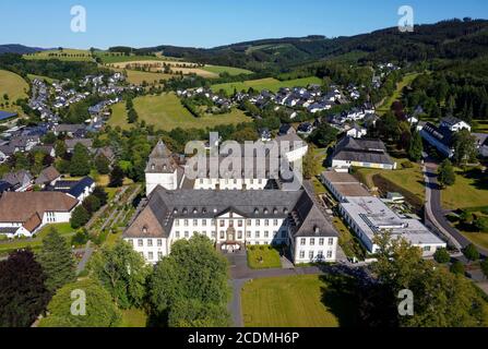 Aerial view, Monastery Grafschaft, Baroque, clinic, health resort Grafschaft, district of Schmallenberg, Hochsauerlandkreis, North Rhine-Westphalia Stock Photo