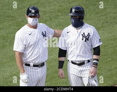 Bronx, United States. 28th Aug, 2020. New York Mets Jeff McNeil looses his  helmet after a pitch in the 5th inning against the New York Yankees at  Yankee Stadium on Friday, August