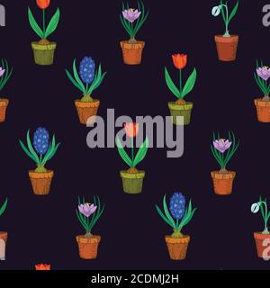 Floral seamless pattern. Vector illustration with spring flowers.  Stock Vector