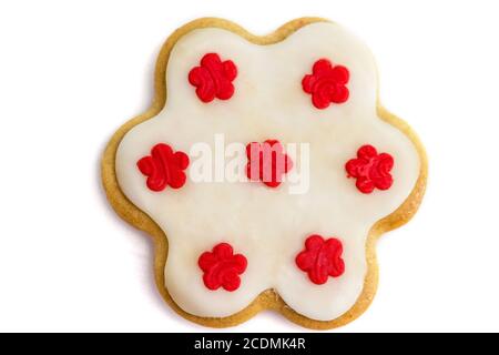Gingerbread cookies with royal icing in the shape of a flower Stock Photo