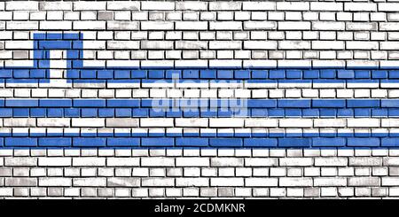 flag of Podgorica painted on brick wall Stock Photo