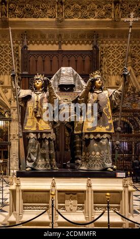 Tomb of Christopher Columbus, Cathedral of Seville, Cathedral of Santa Maria de la Sede, Seville, Andalusia, Spain Stock Photo