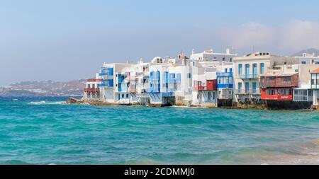 Little Venice, Mykonos Town, Mykonos, Cyclades Islands, Greece Stock Photo
