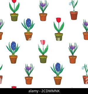 Floral seamless pattern. Vector illustration with spring flowers.  Stock Vector
