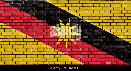 Flag of Sarawak painted on brick wall Stock Photo - Alamy